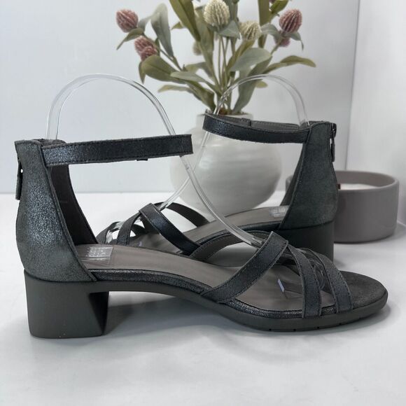 Eileen Fisher Noni Block Heel Leather Sandal Metallic Gray Women 7 NWOB - Picture 7 of 10